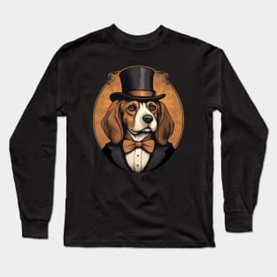 Beagle Dog Portrait Vintage Style Long Sleeve T-Shirt